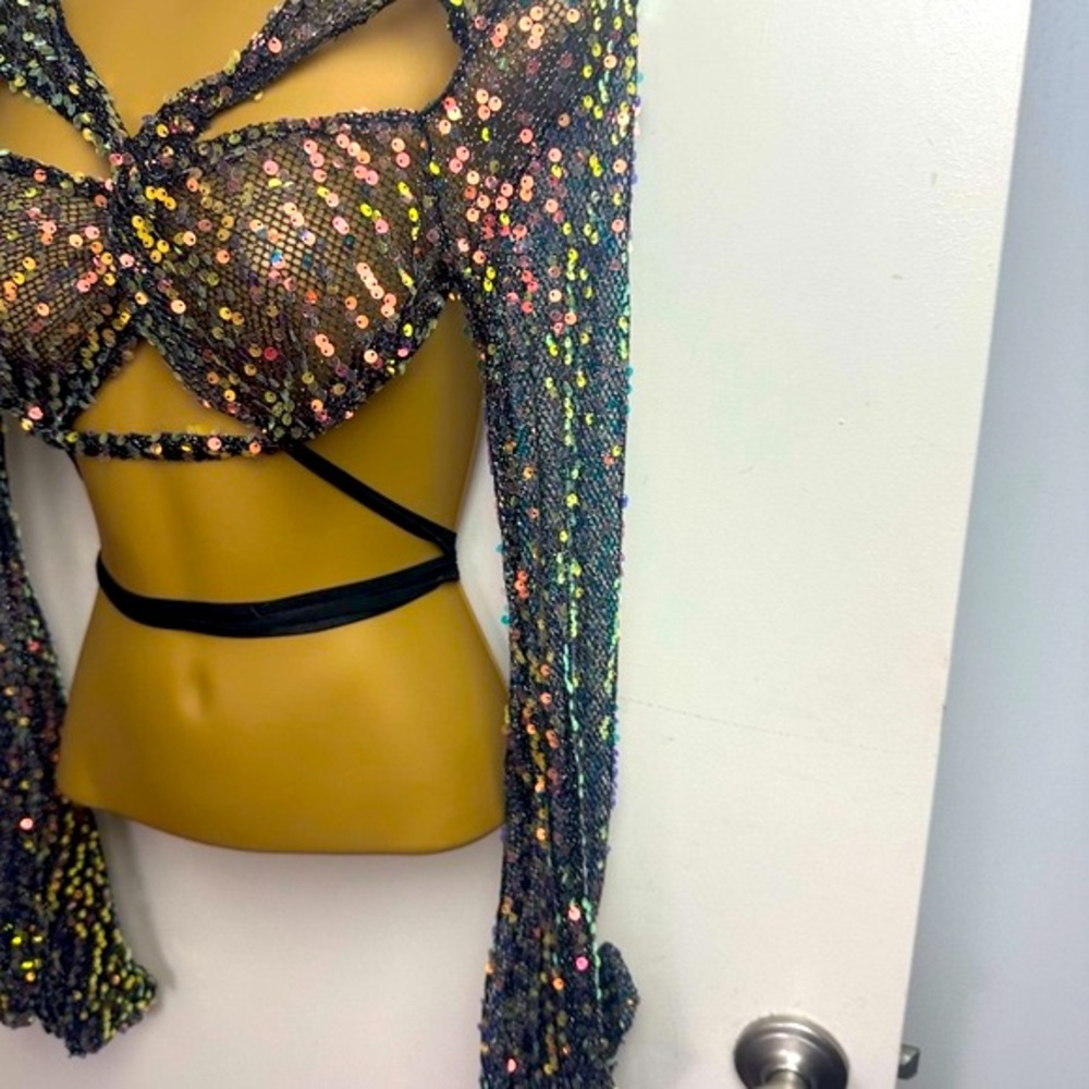 Dolls Kill Sequin Mesh Crop Top - Multicolor - Picture 10 of 15